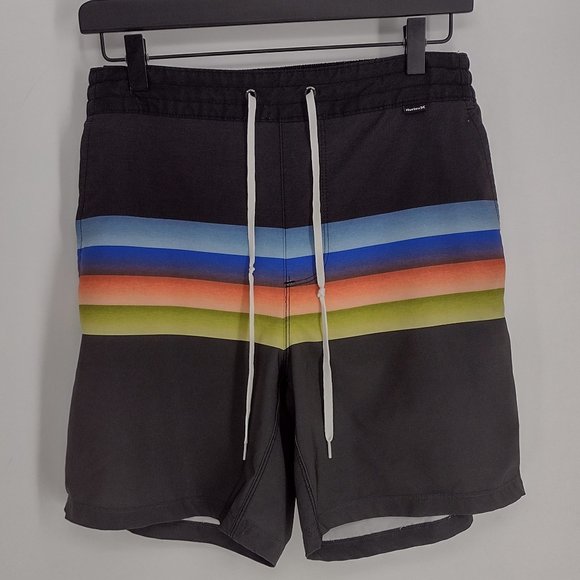Hurley Phantom Rainbow Striped Blue Red Green & Black Skate Surf Board Shorts - Picture 1 of 9